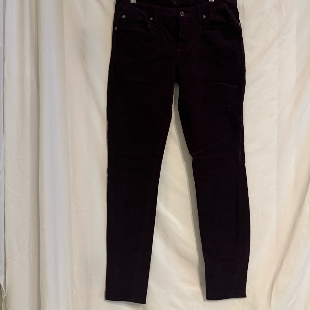 7 For All Mankind Women's Burgundy Skinny Cords